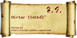Hirter Ildikó névjegykártya